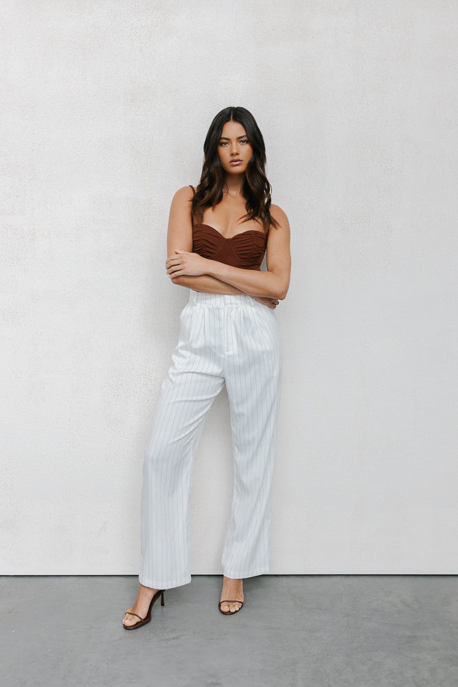 Cerlah Tailored Pants - White Pinstripe