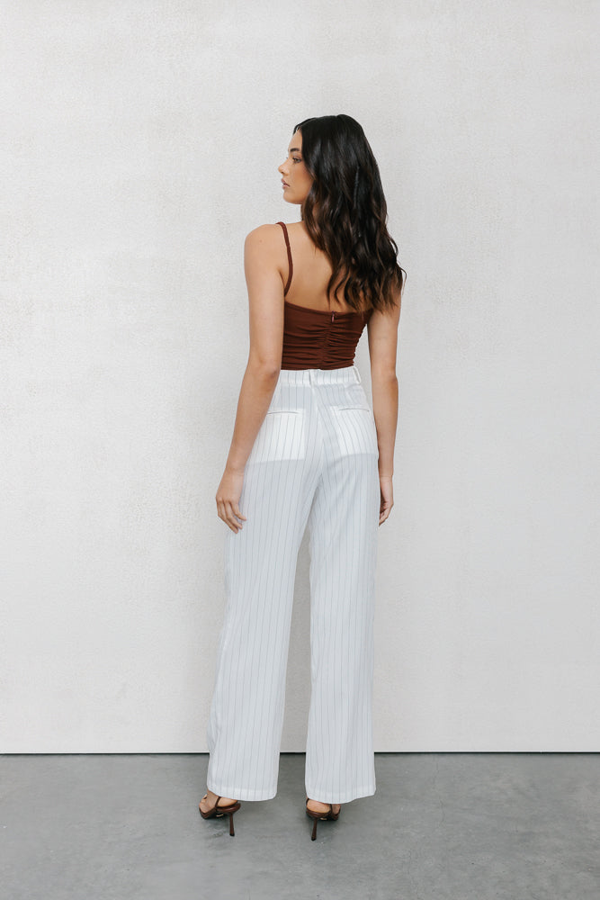 Cerlah Tailored Pants - White Pinstripe