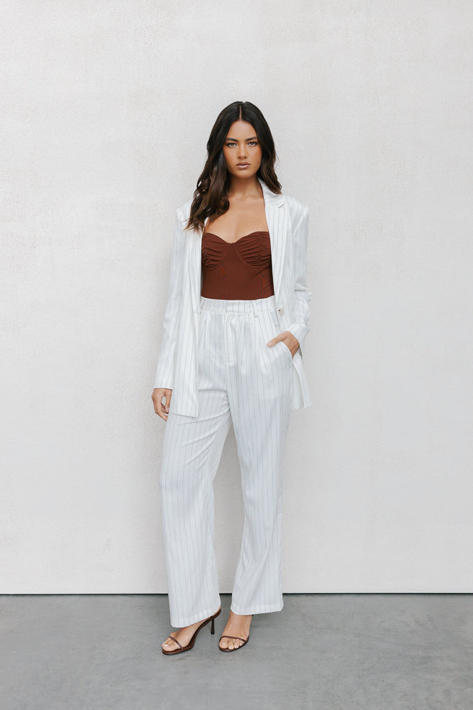 Cerlah Tailored Pants - White Pinstripe