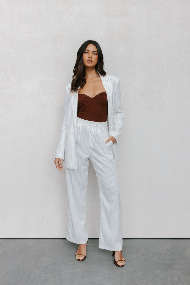 Cerlah Tailored Pants - White Pinstripe