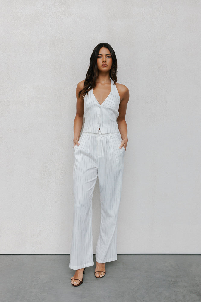 Cerlah Tailored Pants - White Pinstripe