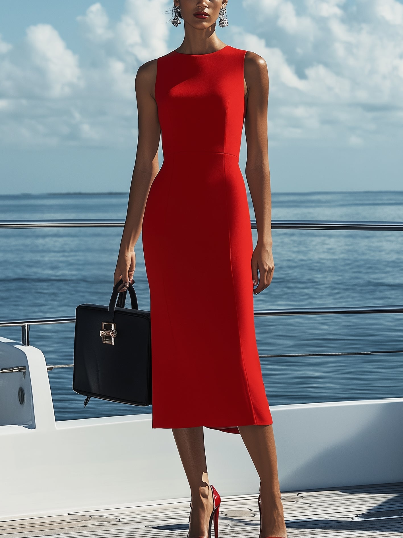 Women's Stylish Elegant Sleeveless Red Maxi Dress MDA0281H0I