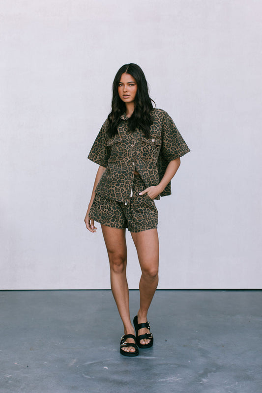 Nova Set - Dark Leopard Print Denim