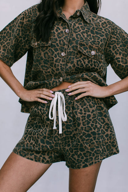 Nova Set - Dark Leopard Print Denim