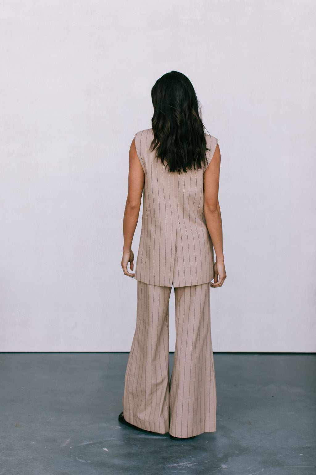 Flora Pants - Beige / Brown Pinstripe