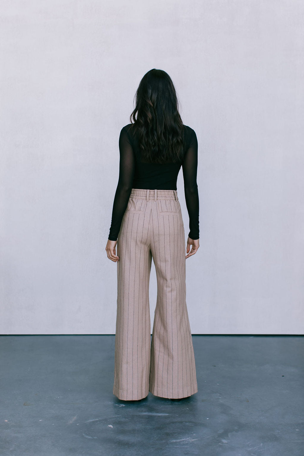 Flora Pants - Beige / Brown Pinstripe