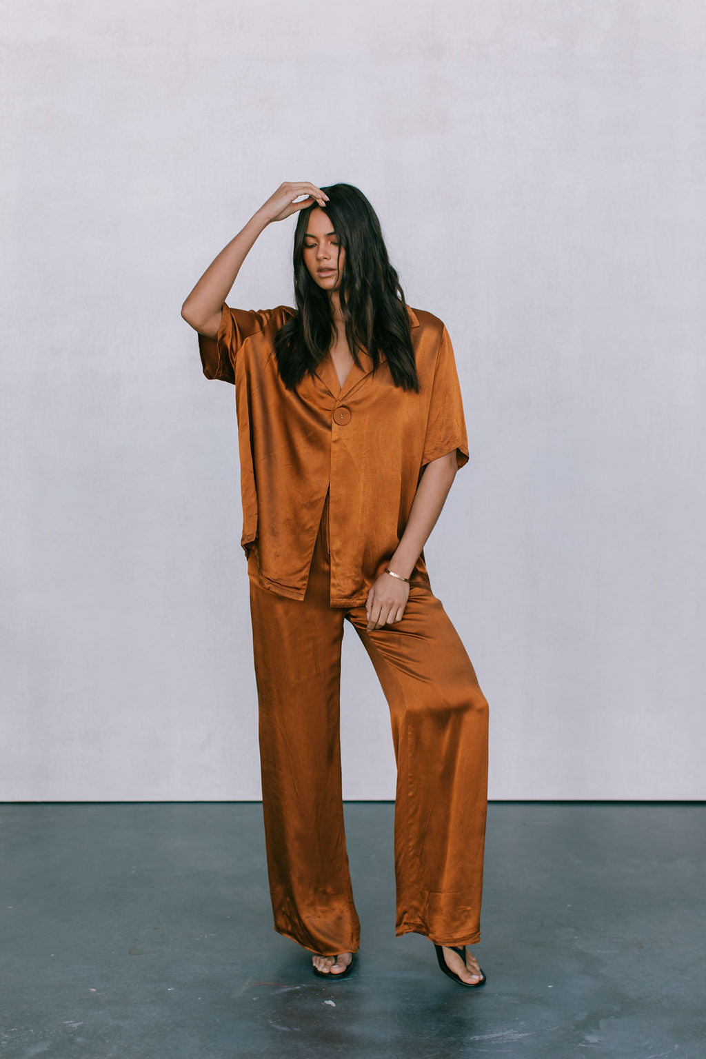 Francesca Shirt - Caramel Satin
