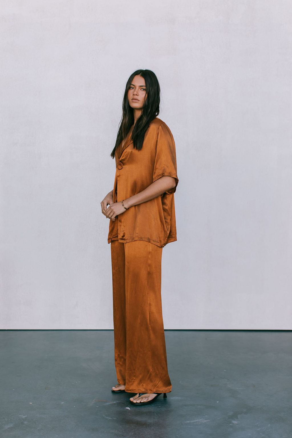 Francesca Shirt - Caramel Satin