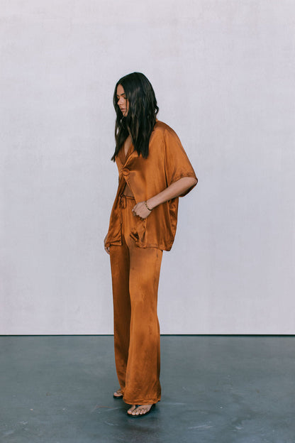 Francesca Shirt - Caramel Satin