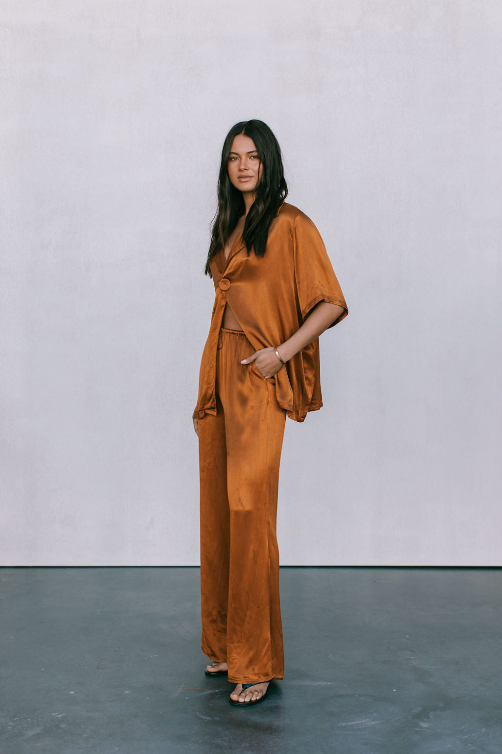 Francesca Shirt - Caramel Satin