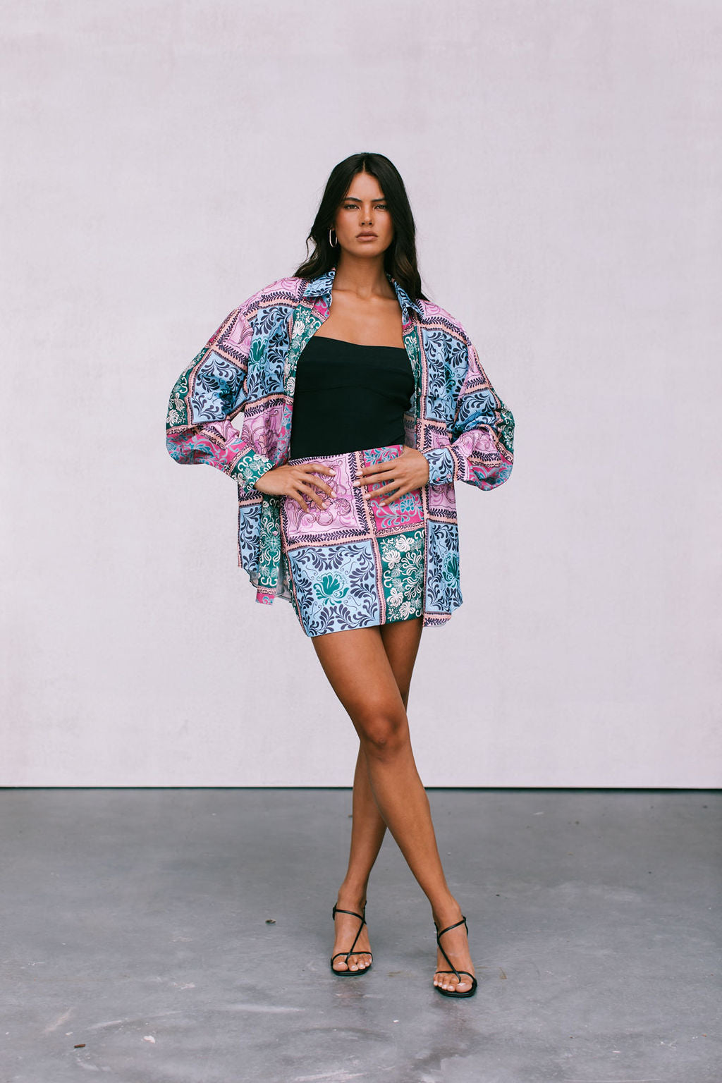 Sylvia Oversized Shirt - Paisley Tile Print