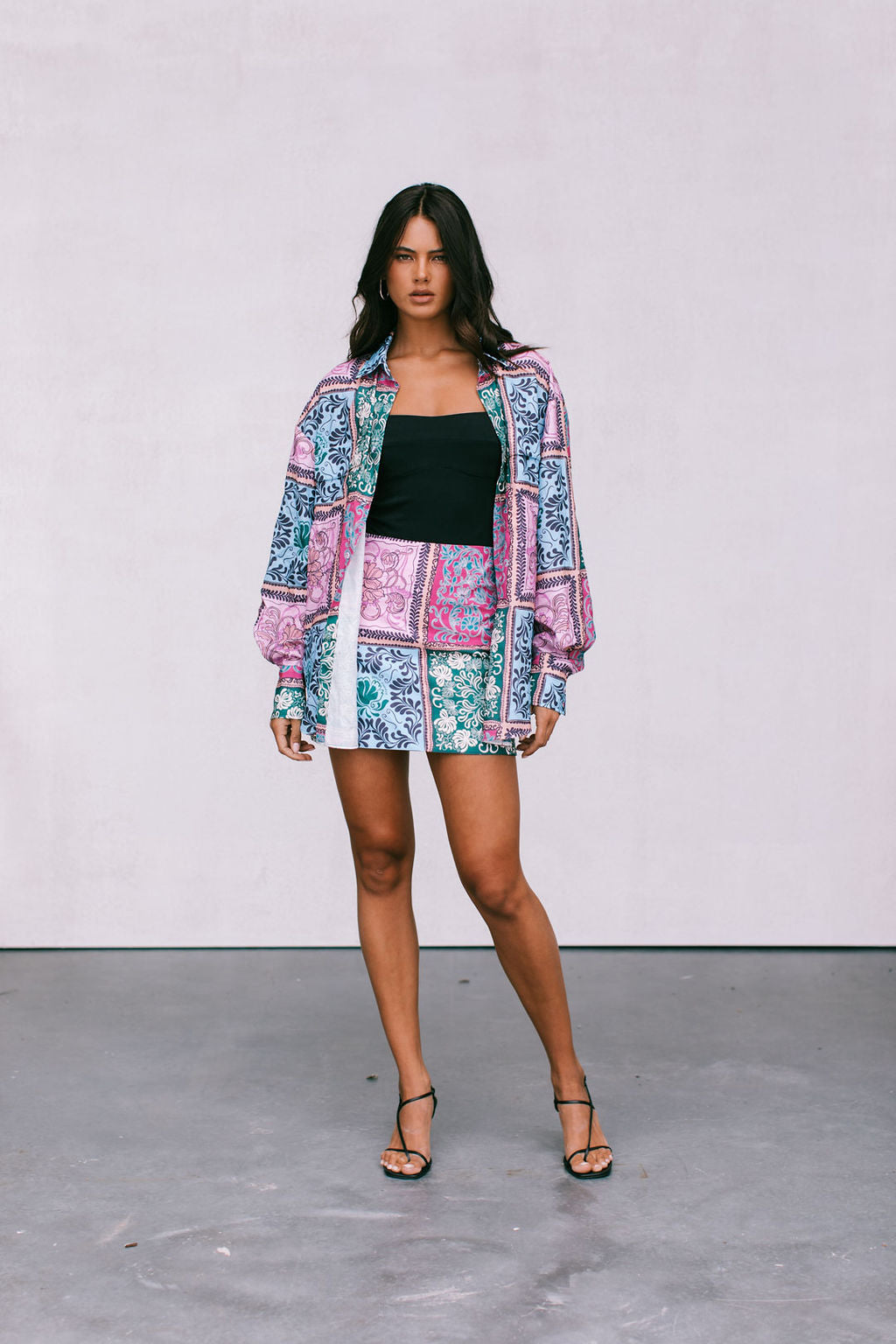 Sylvia Oversized Shirt - Paisley Tile Print