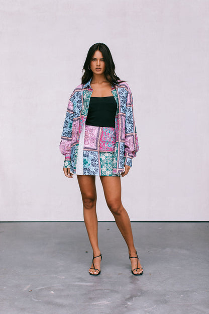 Sylvia Oversized Shirt - Paisley Tile Print