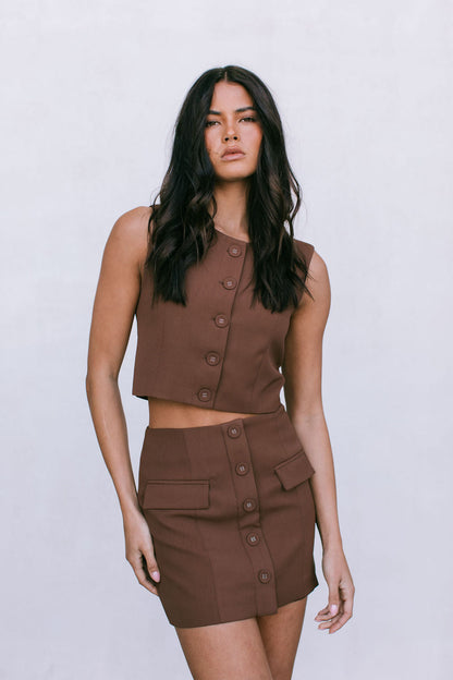 Daya Cropped Top - Chocolate Brown