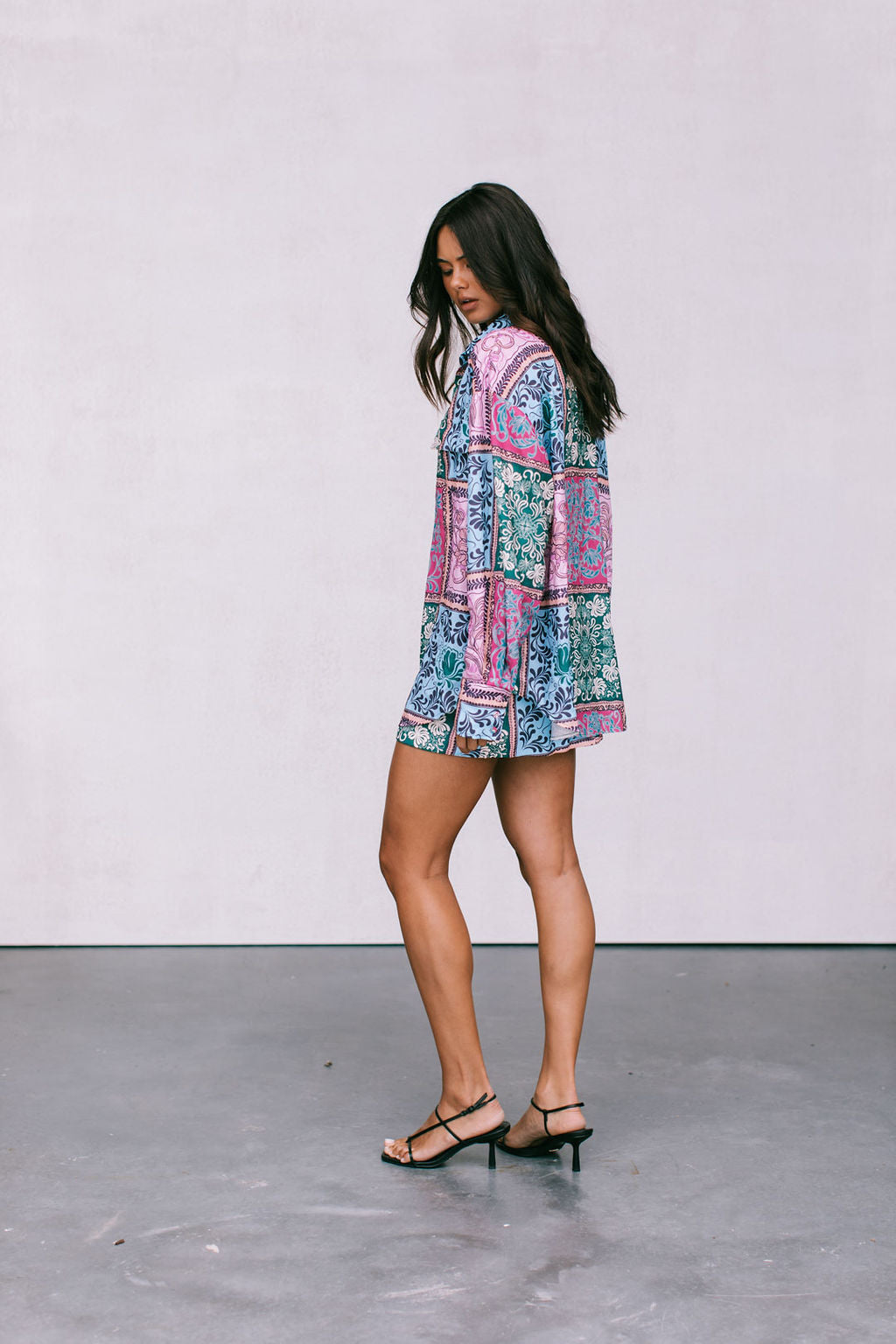 Sylvia Oversized Shirt - Paisley Tile Print