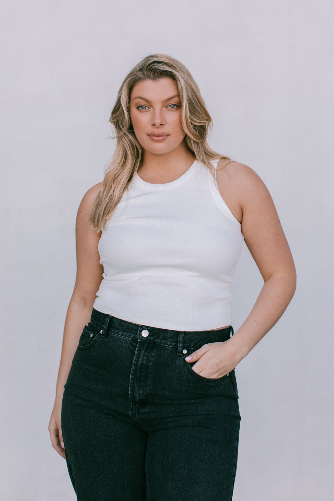 Carissa Wide Leg Jeans - Washed Black