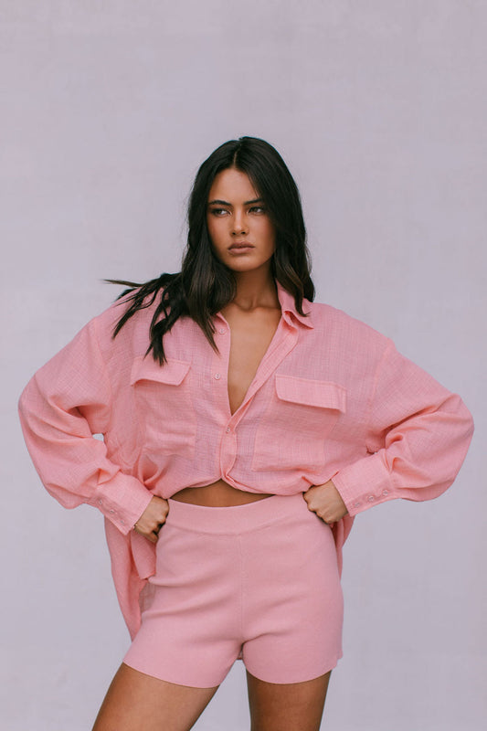 Fairfax Oversized Shirt - Pinky Peach