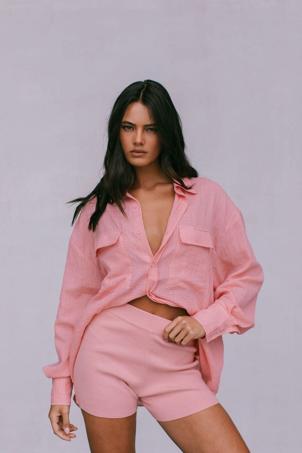 Fairfax Oversized Shirt - Pinky Peach