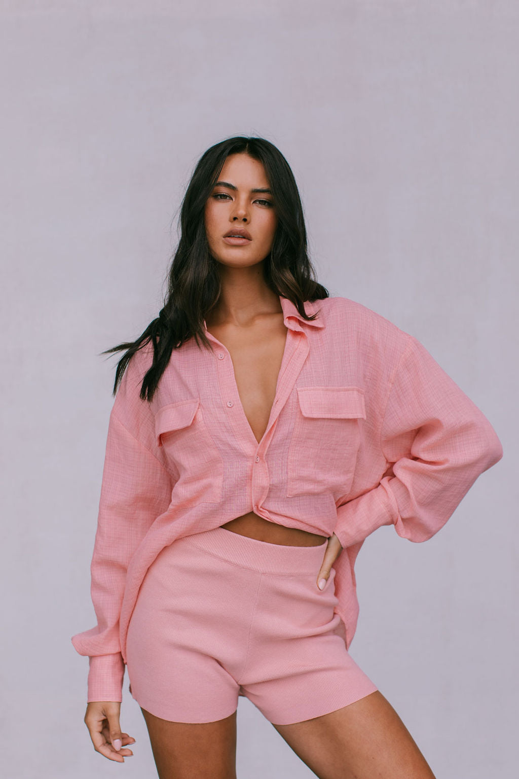 Fairfax Oversized Shirt - Pinky Peach