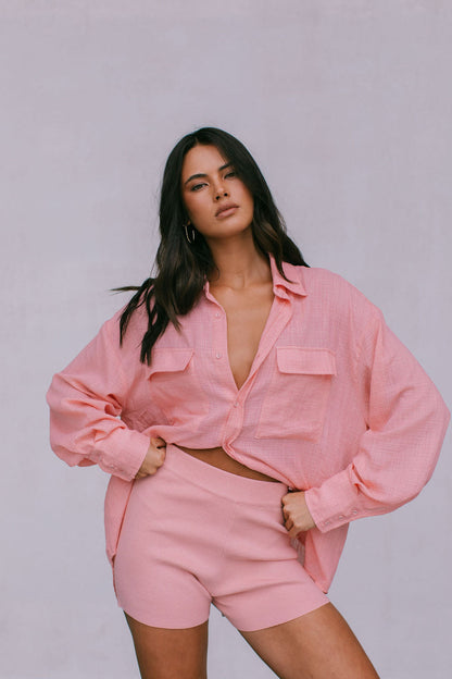Fairfax Oversized Shirt - Pinky Peach
