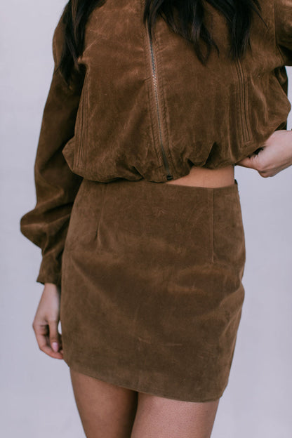 Gina Skirt - Tan Suede Look