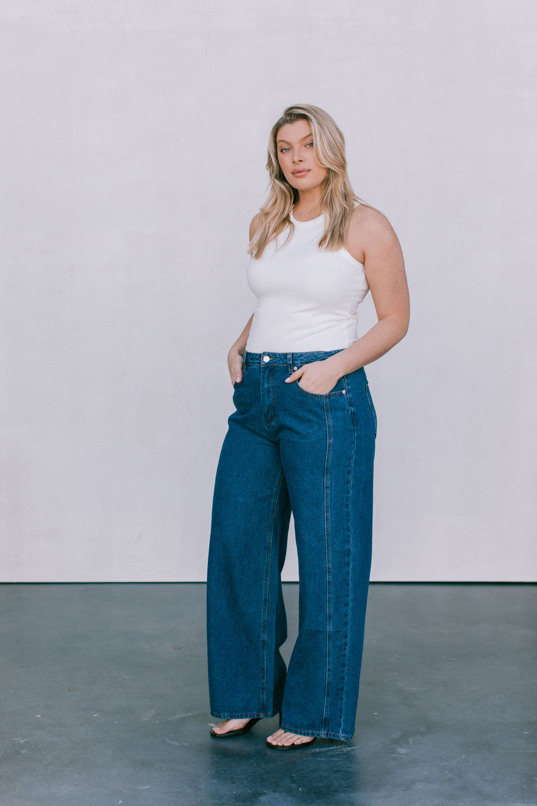Janey Wide Leg Jeans - Dark Blue Wash