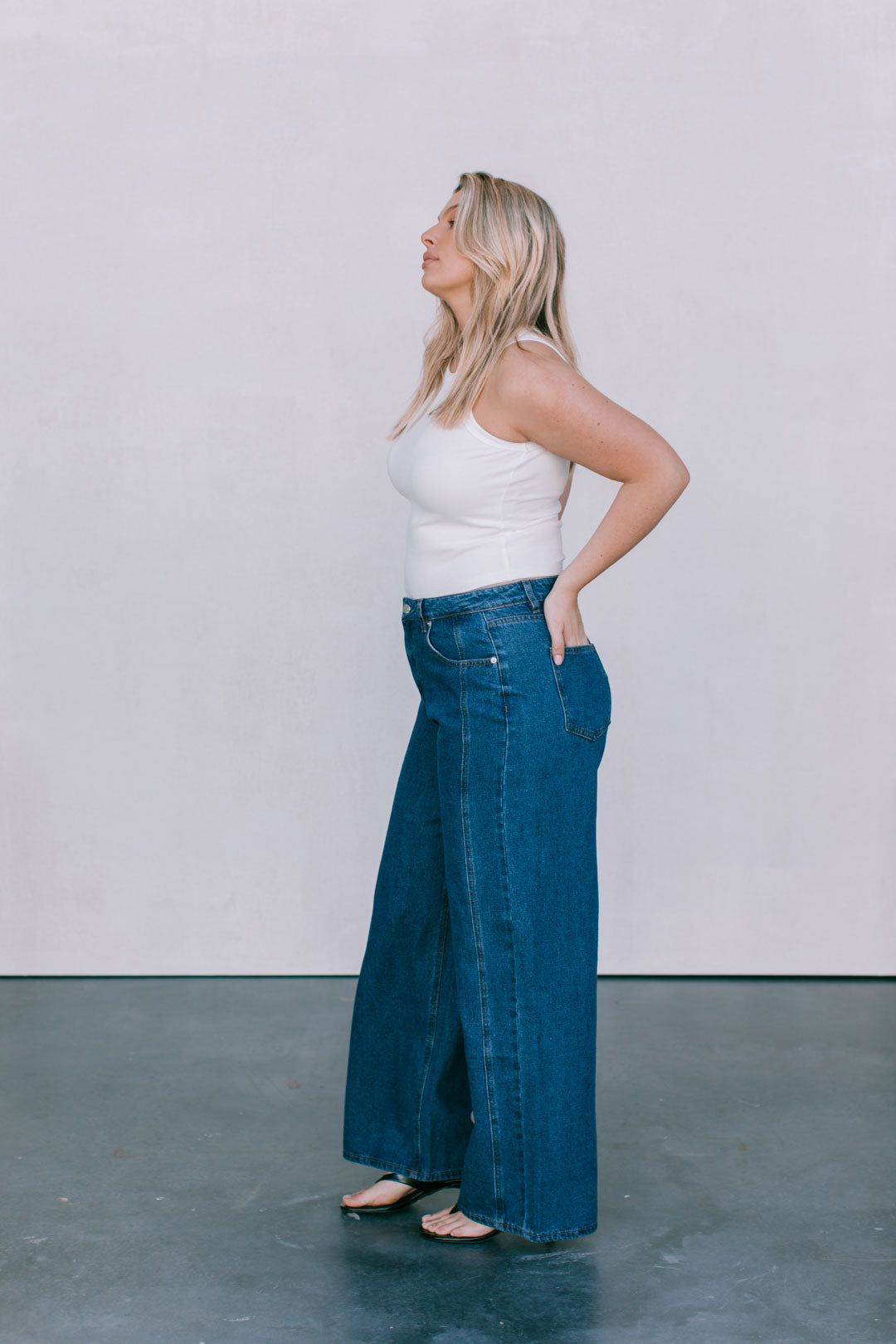 Janey Wide Leg Jeans - Dark Blue Wash