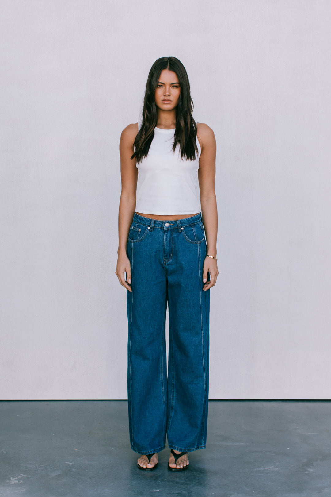 Janey Wide Leg Jeans - Dark Blue Wash