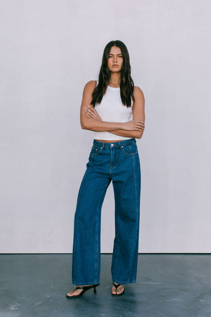 Janey Wide Leg Jeans - Dark Blue Wash