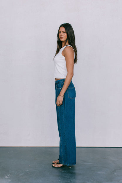 Janey Wide Leg Jeans - Dark Blue Wash