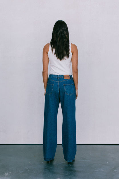 Janey Wide Leg Jeans - Dark Blue Wash