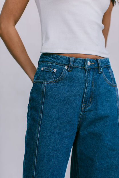 Janey Wide Leg Jeans - Dark Blue Wash