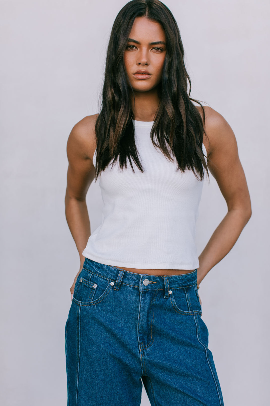 Janey Wide Leg Jeans - Dark Blue Wash