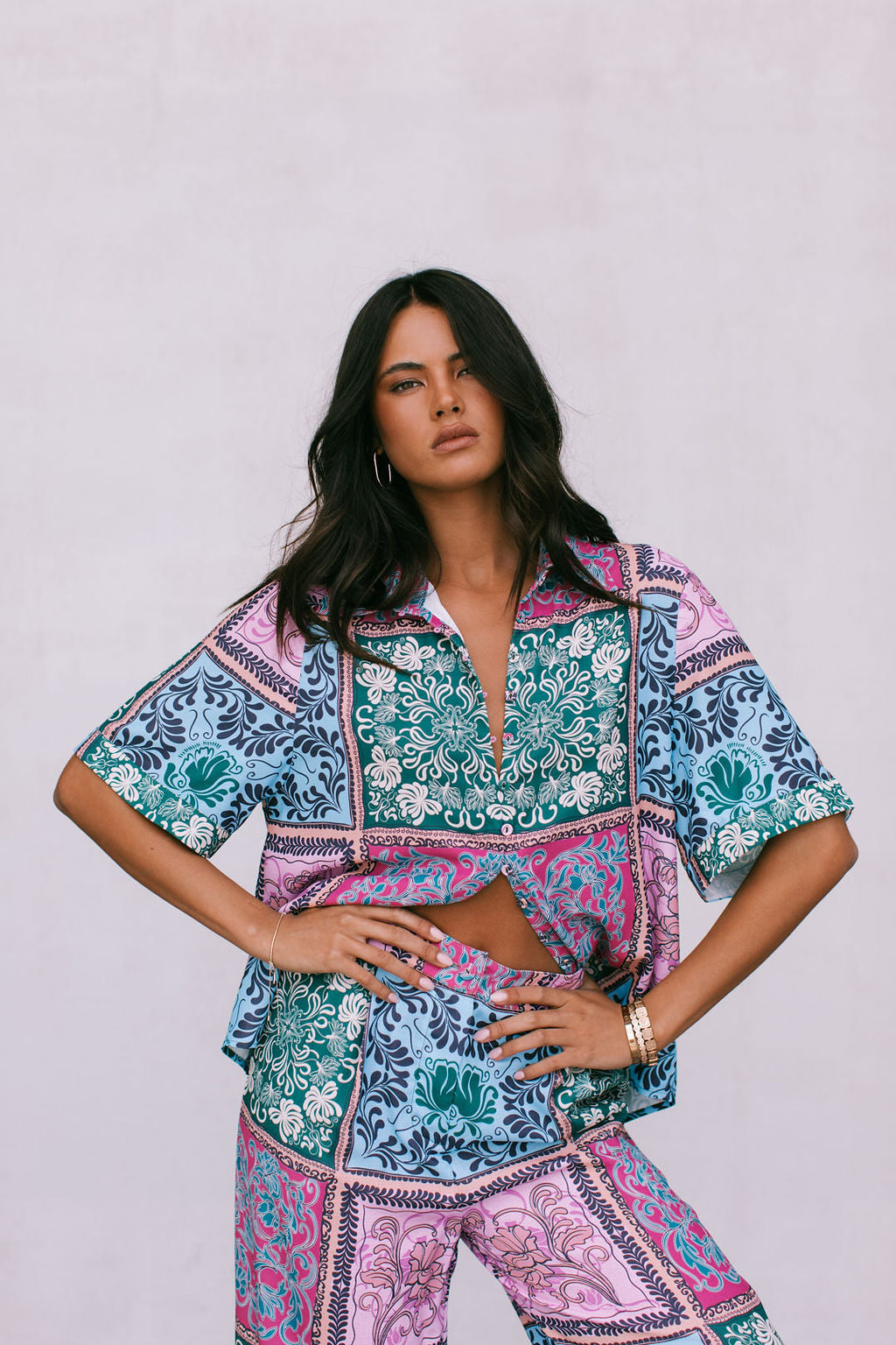 Loren Shirt - Paisley Tile Print