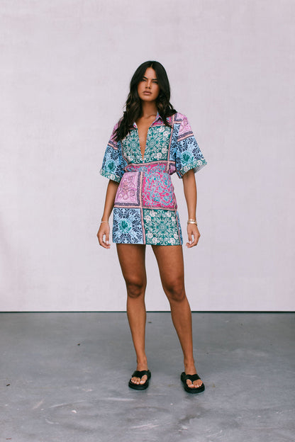 Poet Skirt - Paisley Tile Print