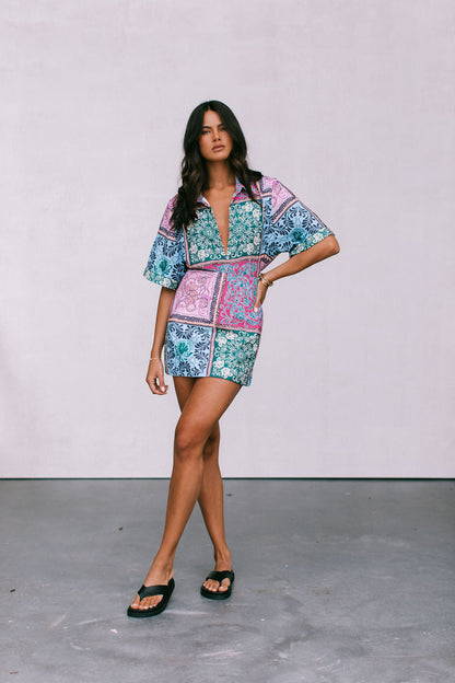 Poet Skirt - Paisley Tile Print