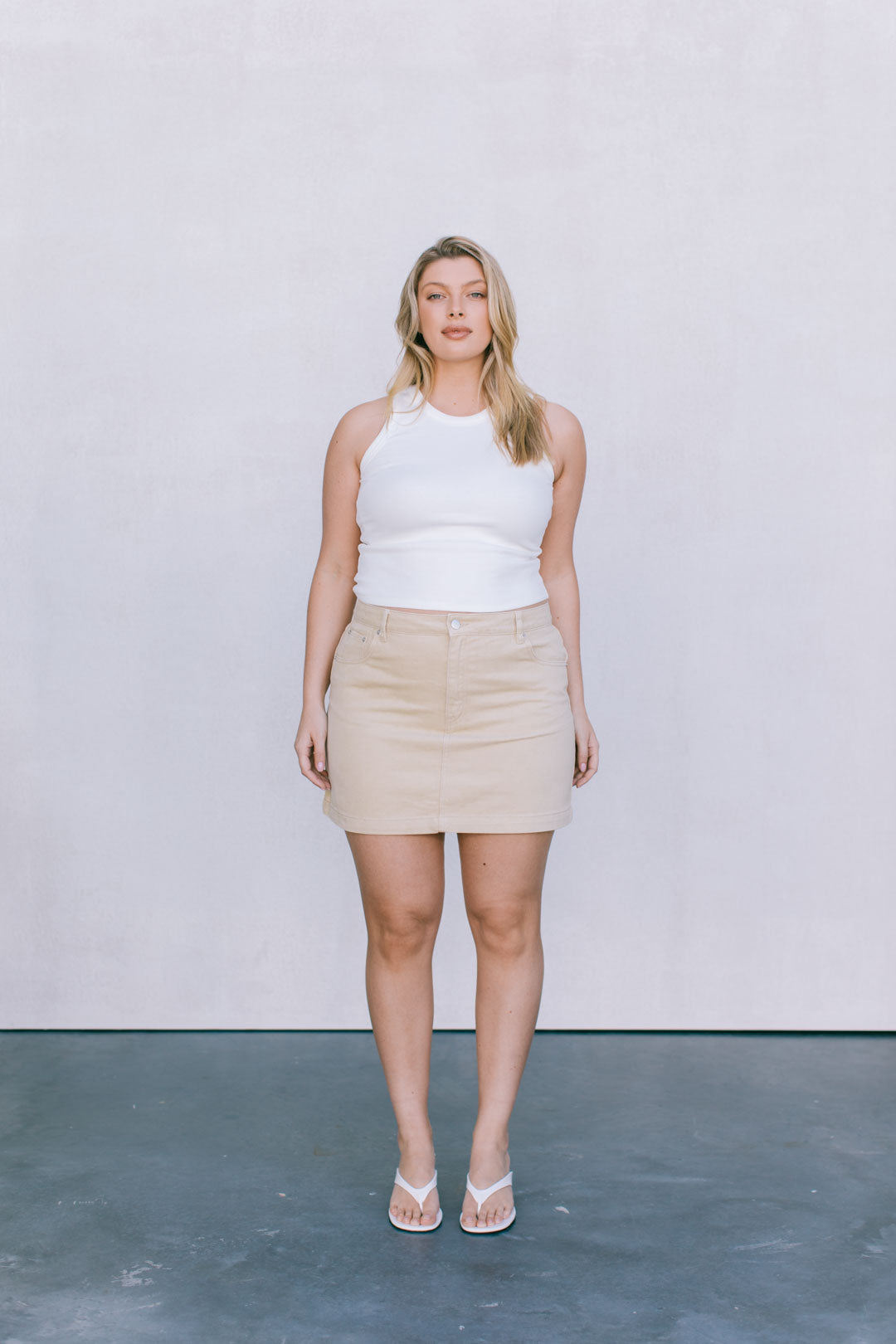 Erin Mini Denim Skirt - Sand