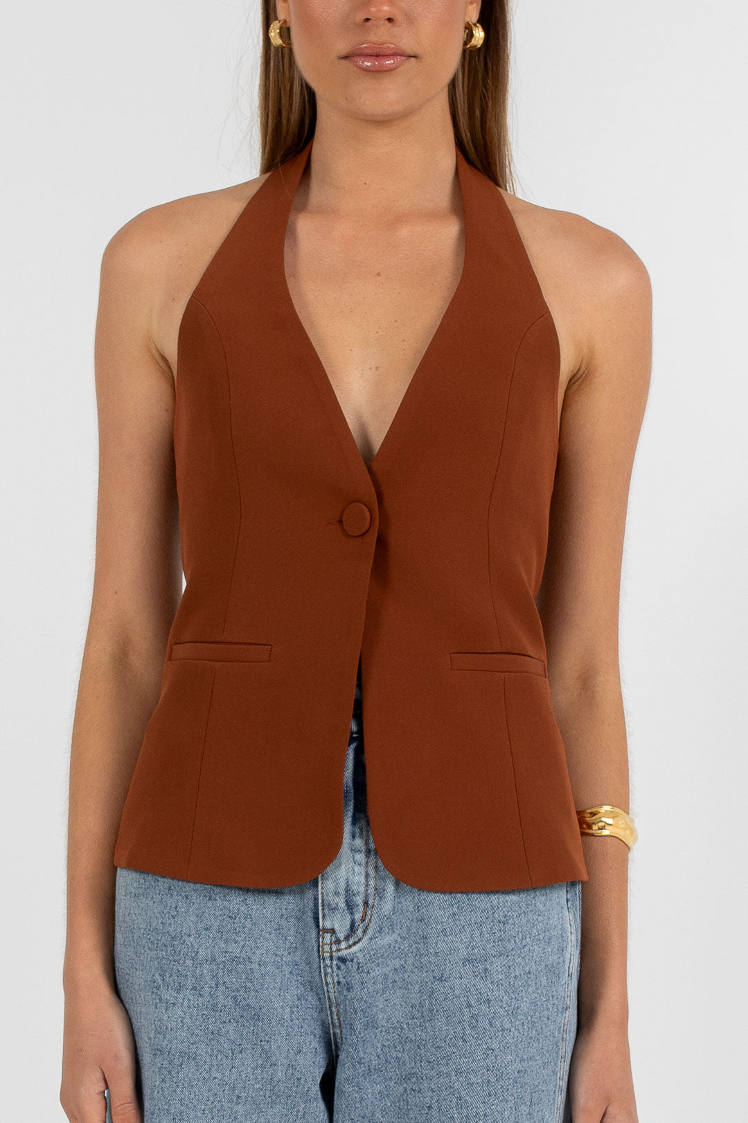 Eden Halter Top - Brown