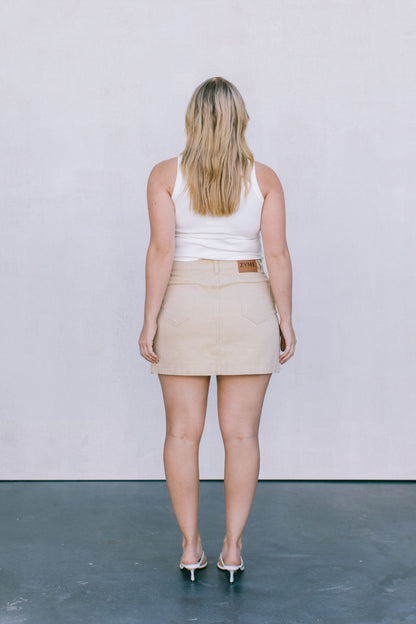 Erin Mini Denim Skirt - Sand