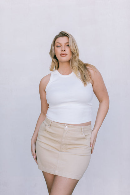 Erin Mini Denim Skirt - Sand