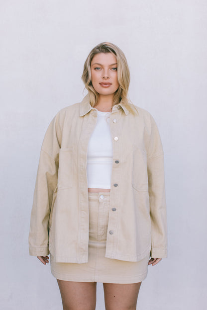 Erin Mini Denim Skirt - Sand