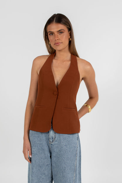Eden Halter Top - Brown
