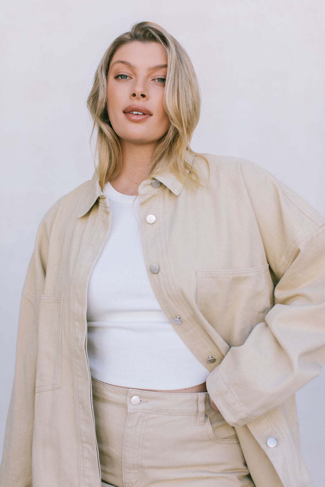 Erin Mini Denim Skirt - Sand