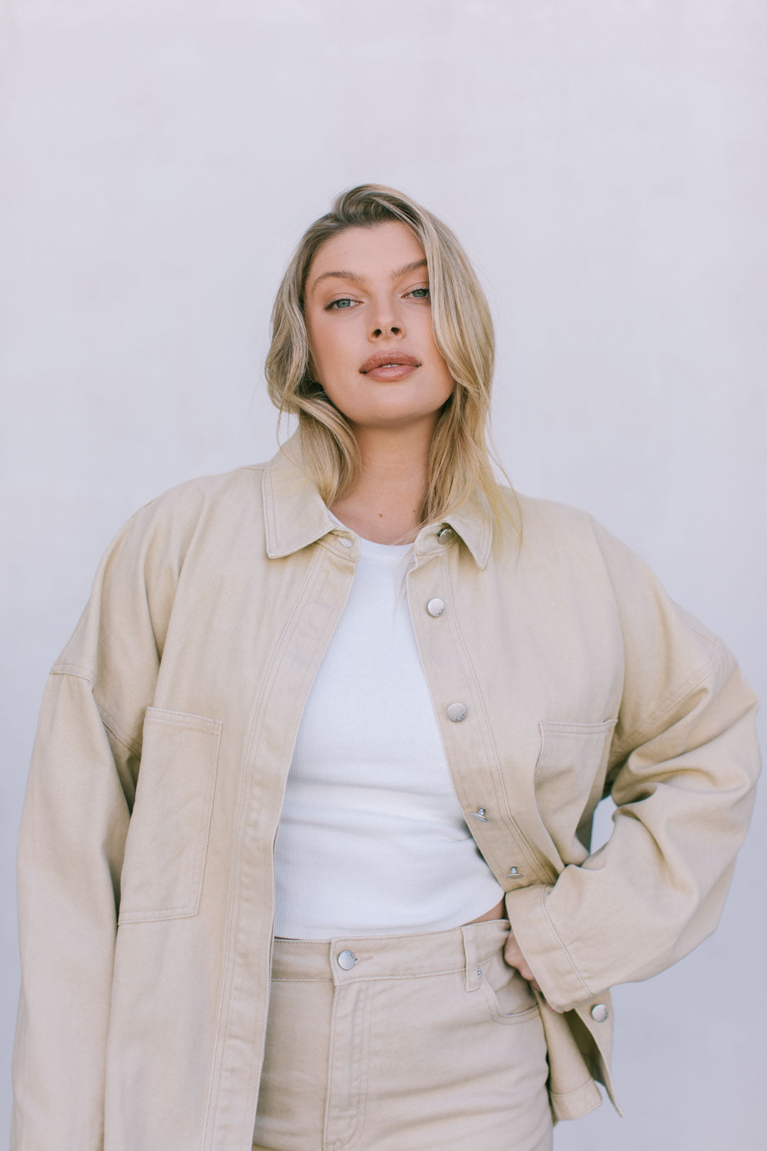 Erin Mini Denim Skirt - Sand