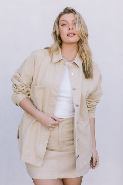 Erin Mini Denim Skirt - Sand