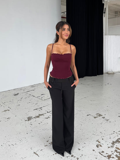 Lula lace corset top - dark red