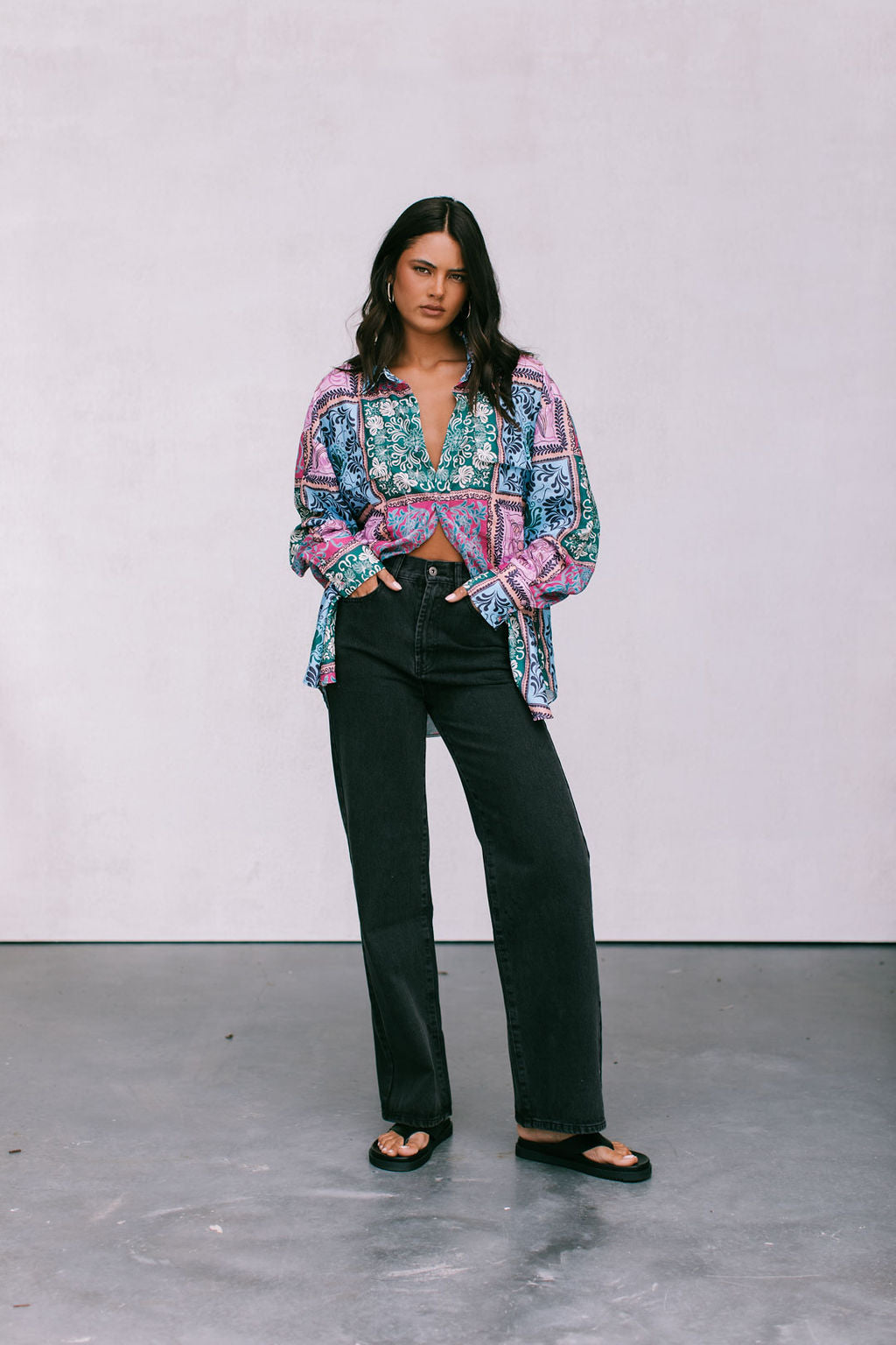 Sylvia Oversized Shirt - Paisley Tile Print