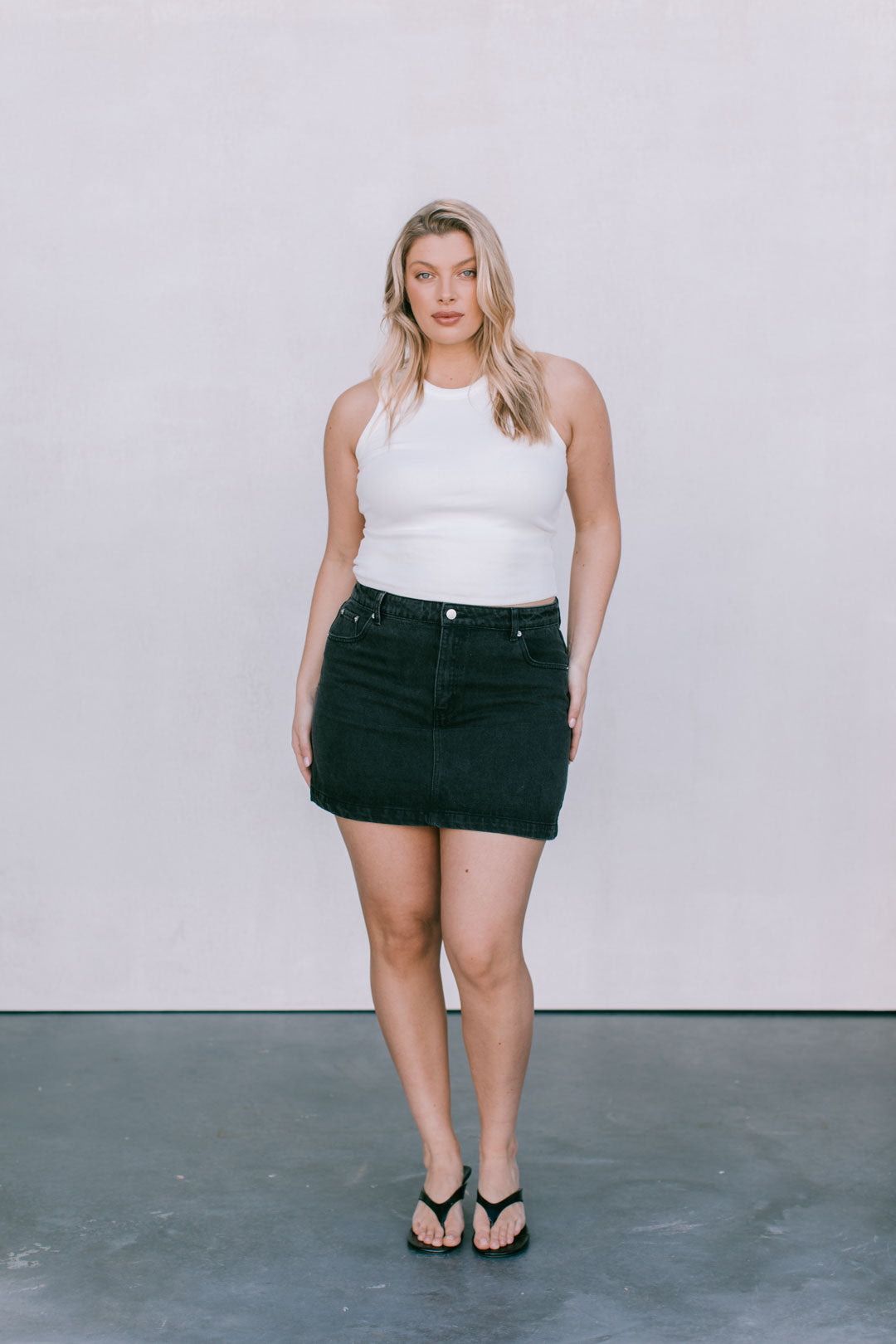 Erin Mini Denim Skirt - Washed Black