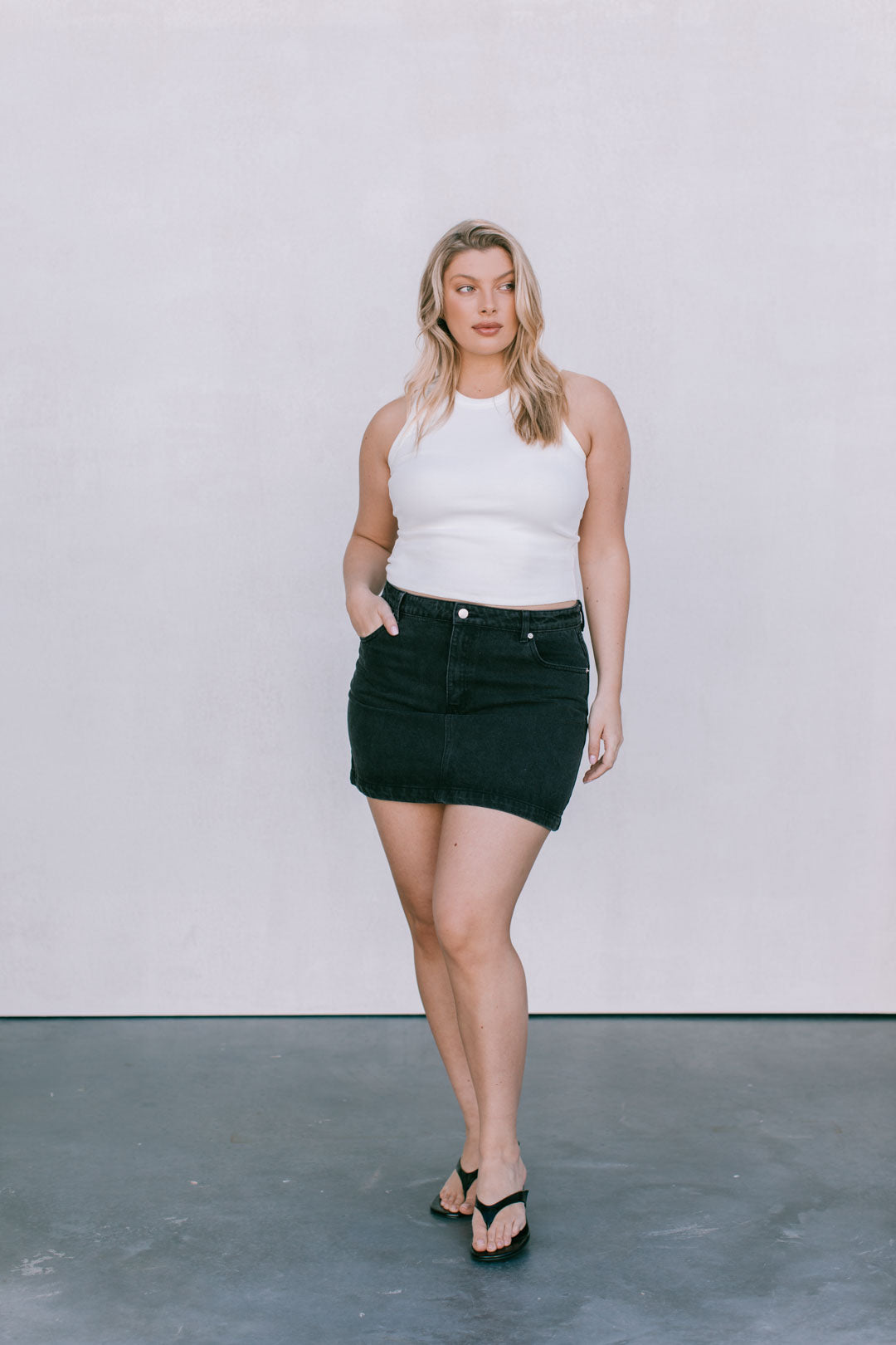 Erin Mini Denim Skirt - Washed Black