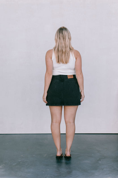 Erin Mini Denim Skirt - Washed Black